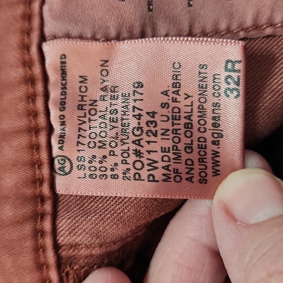 AG Farrah High Rise Ankle Skinny Coated Leatherette Jean, Rich Crimson - Picture 8 of 9